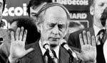 René Lévesque qui s’adresse à ses partisans le 15 novembre 1976.