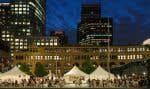 La terrasse qui accueille le Mondial de la bière au centre-ville de Montréal